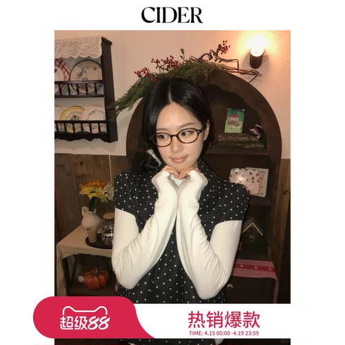 CIDER彼得潘领娃娃领波点衬衫复古翻领女装休闲短袖上衣114740919