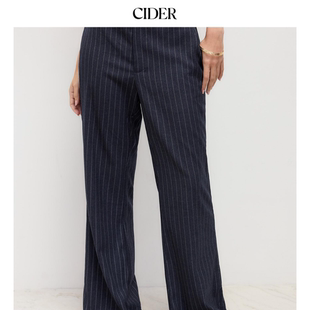 系带喇叭条纹阔腿裤 114310729 女装 CIDER春秋新品