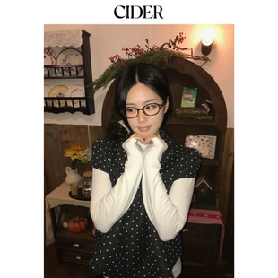 休闲短袖 上衣114740919 复古翻领女装 CIDER彼得潘领娃娃领波点衬衫