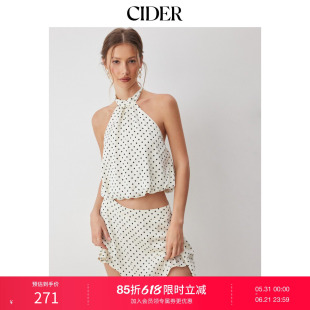CIDER毕业季穿搭|挂脖波点上衣+中腰拉链半身裙套装115149485