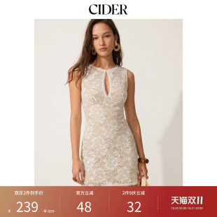 CIDER2026秋季新品碎花镂空蕾丝边修身迷你连衣裙115482152