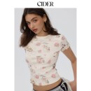 【明星同款】CIDER2026早秋穿搭碎花泡泡袖T恤115220592