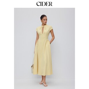 CIDER秋季新品立领系带短袖垂袋长连衣裙115449318