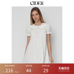 CIDER毕业季穿搭彼得潘翻领泡泡袖蕾丝边迷你连衣裙115340345