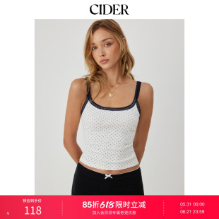 CIDER2026夏季新品棉混纺波点圆领蕾丝边吊带上衣115377805