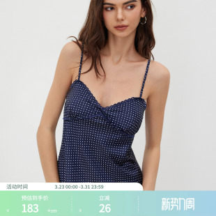 114675782 吊带抹胸上衣女装 CIDER美式 波点系带蕾丝边无袖