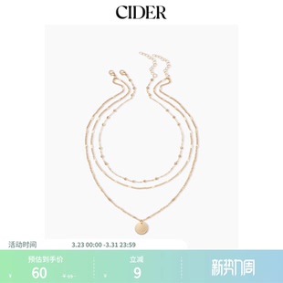 CIDER秋冬新品 圆形串珠吊坠多层项链114083718 女装