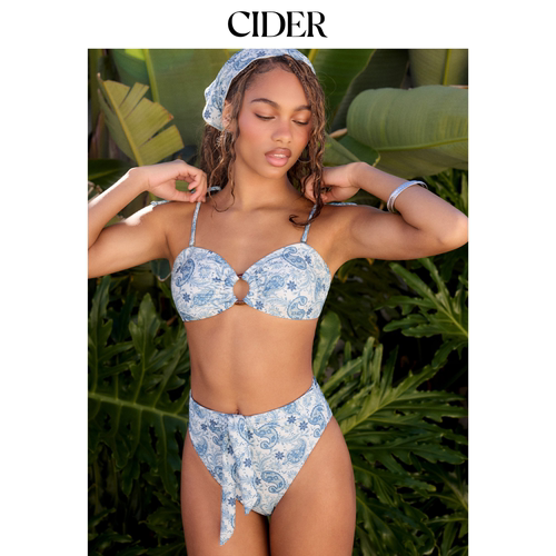 CIDER甜心腰果花O环系带半包臀泳衣套装含头巾115166055