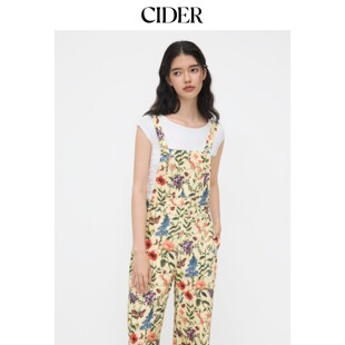 114608147 碎花口袋阔腿棉质方领连身裤 CIDER2026春季 新品