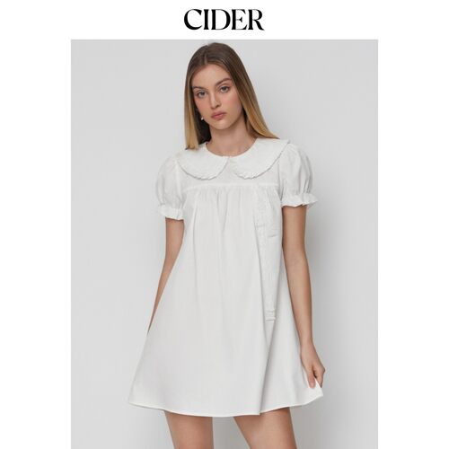 CIDER毕业季穿搭彼得潘翻领泡泡袖蕾丝边迷你连衣裙115340345
