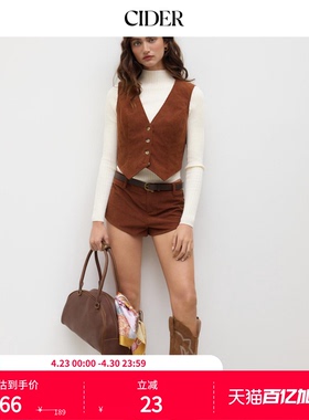 CIDER2025春秋新品女装灯芯绒V领夹克背心114222096