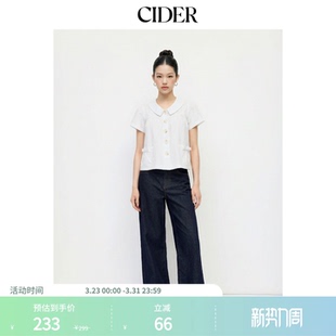 CIDERmiu系棉彼得潘翻领系蝴蝶结口袋纽扣宽松上衣114769752