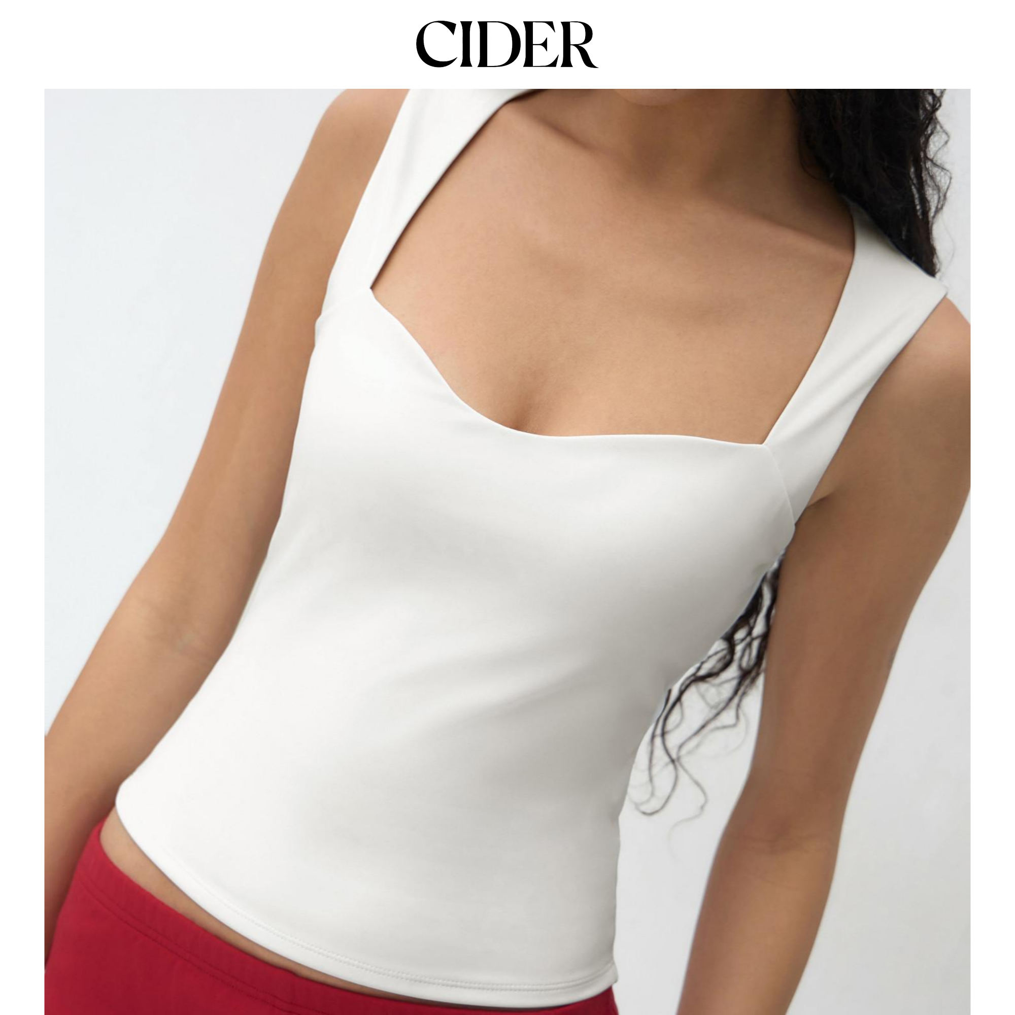 CIDER夏季新品女装双层甜心领塑形抹胸上衣114414075