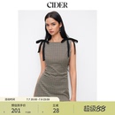 CIDER格子裙蝴蝶结圆领设计无袖背心连衣裙114978033