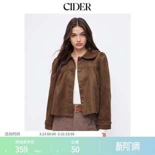 CIDER娃娃领春秋新品 麂皮复古彼得潘翻领上衣114816491 女装
