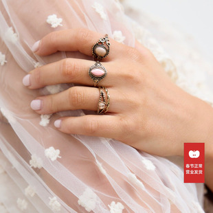 CIDER秋冬新品女装7件宝石水钻树叶戒指套装 113801752