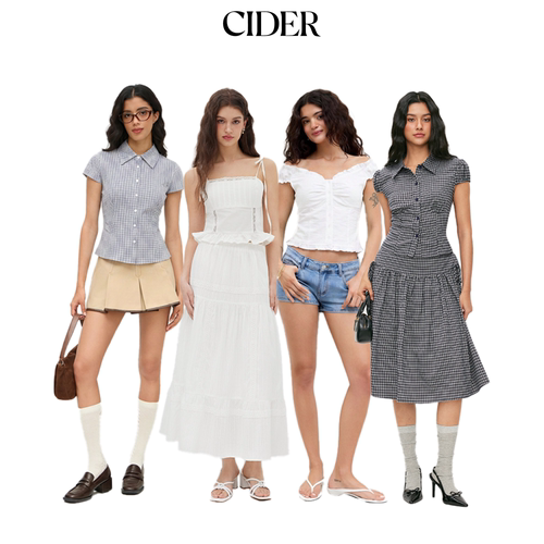【李佳琦直播间】CIDER学院风套装/半身裙/格子衬衫/荷叶边上衣