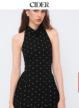 【明星同款】CIDER 挂脖波点露背短裙荷叶边连衣裙114600476