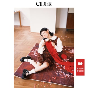 复古红色连衣裙114054255 CIDER新年穿搭格纹格子美式 明星同款