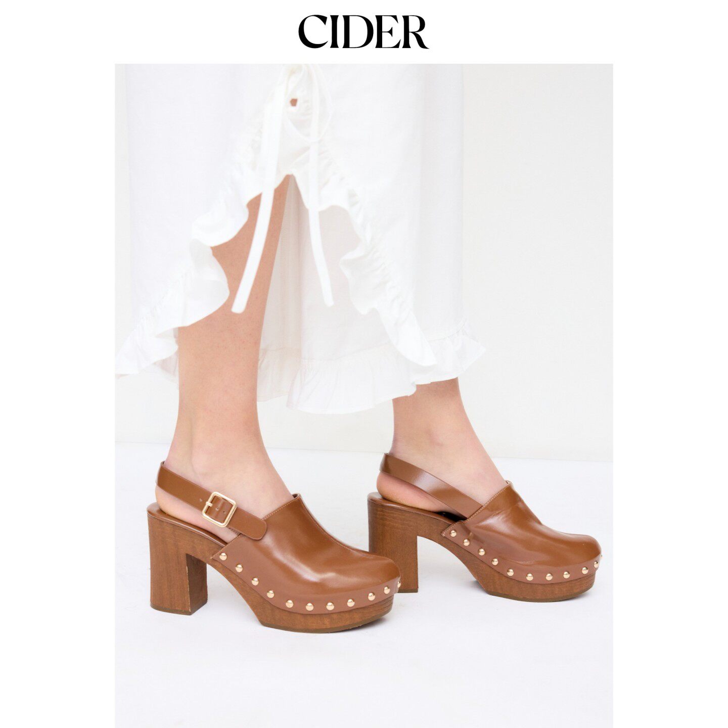 CIDER2026早秋穿搭钉扣穆勒高跟鞋115229424图片