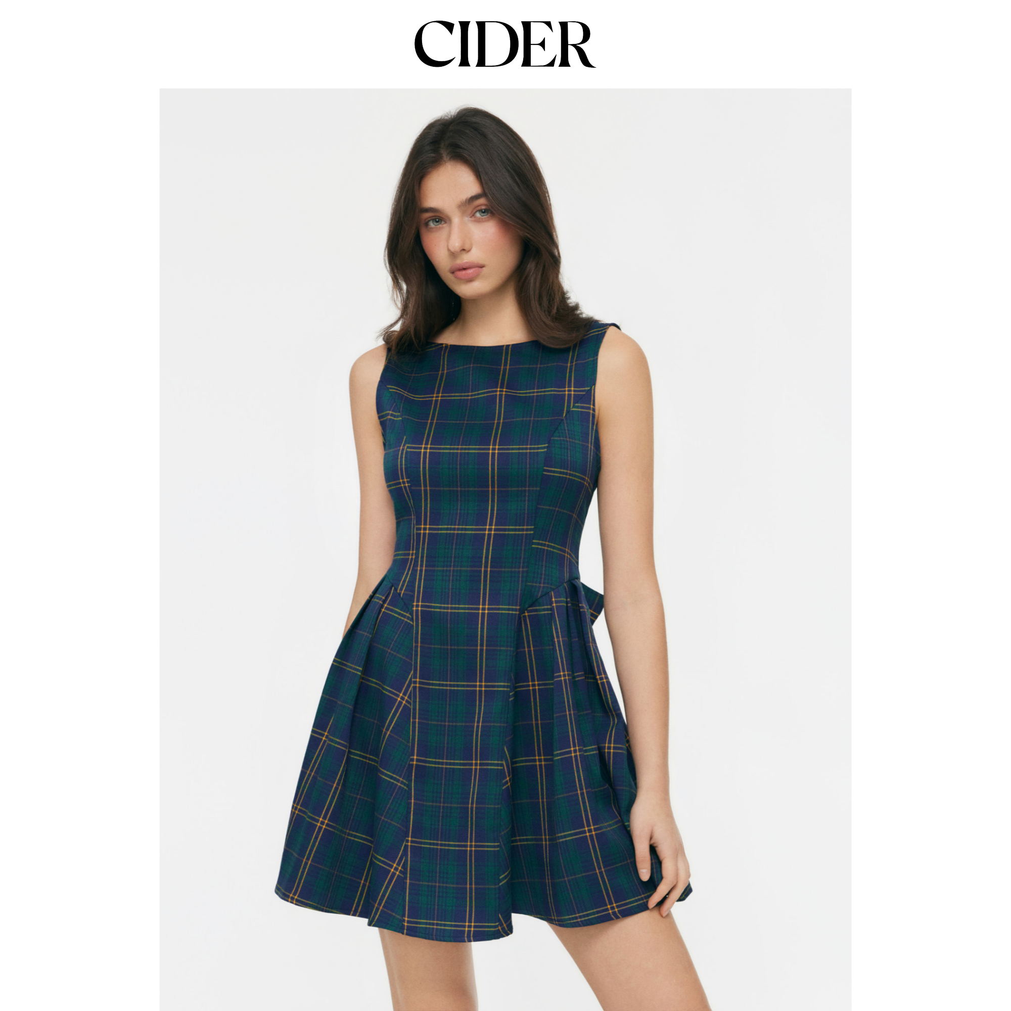 CIDER格纹蝴蝶结露背荷叶边迷你连衣裙115122146,女装/女士精品,连衣裙,淘宝优惠券,粉丝福利购,淘宝优惠卷