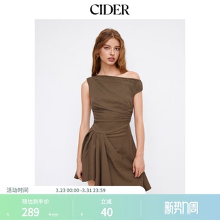 CIDER流行风格 短连衣裙114782779 领口格纹抽褶露背款