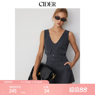 CIDER2026夏季新品条纹V领翻盖中腰连体裤115509437