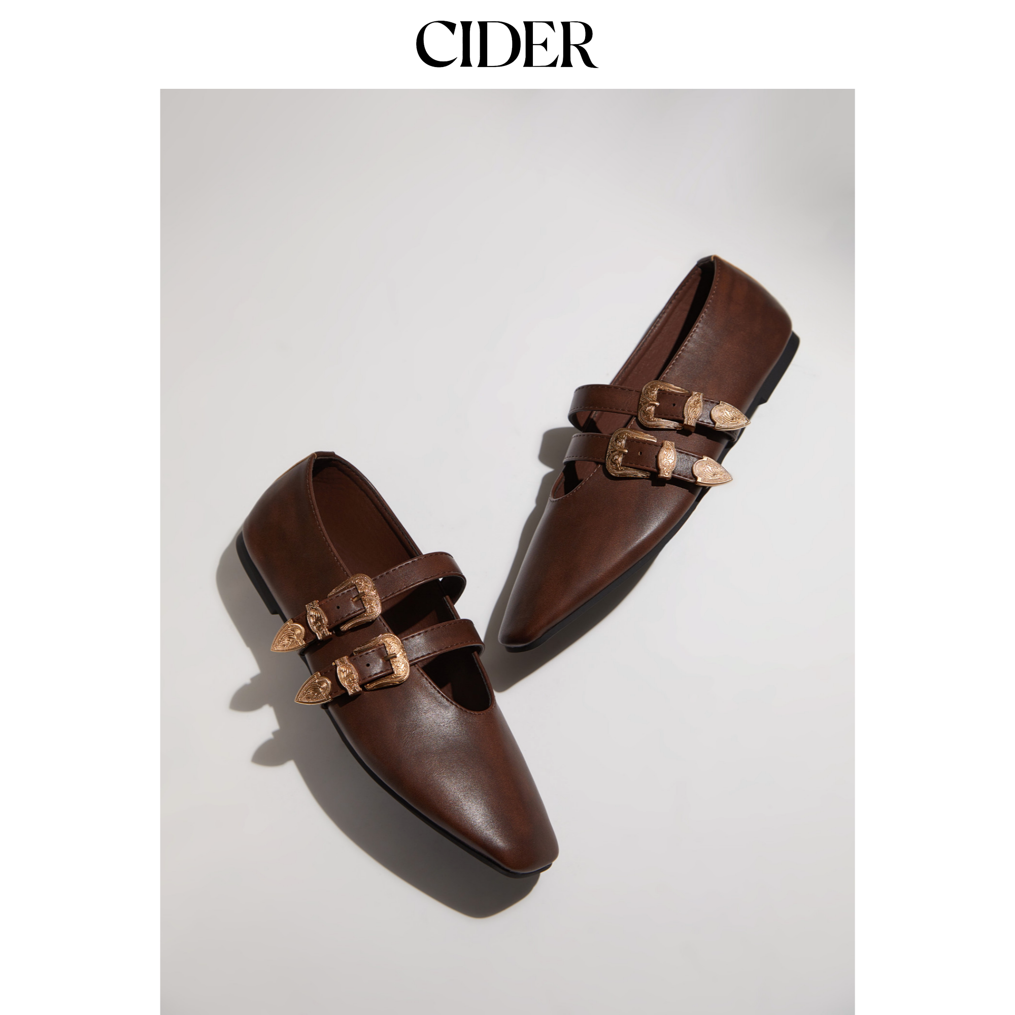 CIDER秋冬新品女装双带针扣平底鞋114887648图片