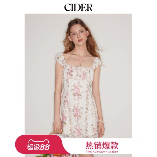 【明星同款】CIDER正品美式背心裙夏吊带连衣裙碎花裙114348921