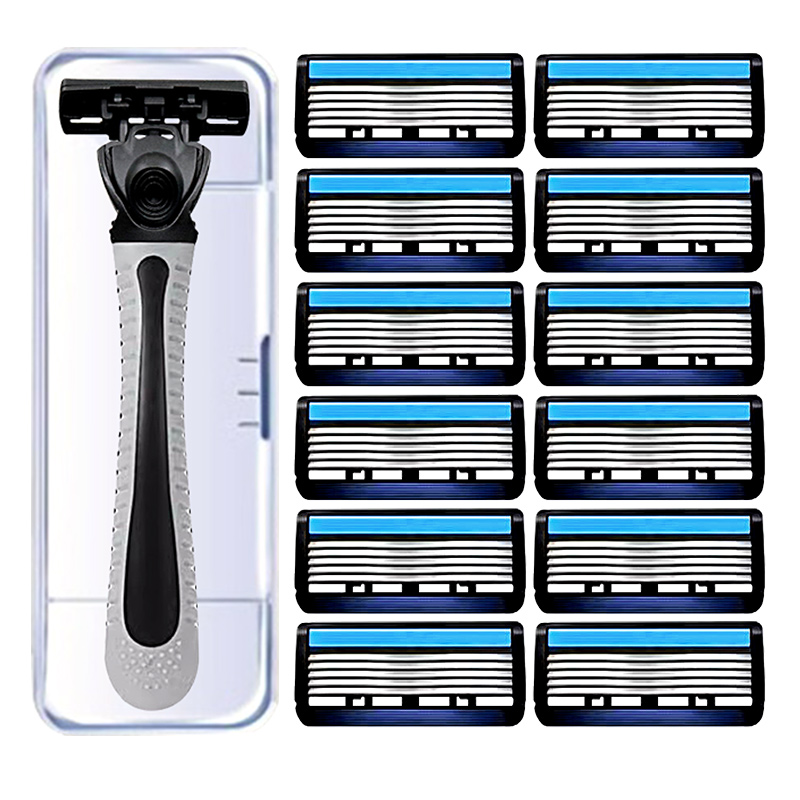 手动刮胡刀老式剃须刀6层刀片男2025新款胡须刀刮脸修面刀头刀架