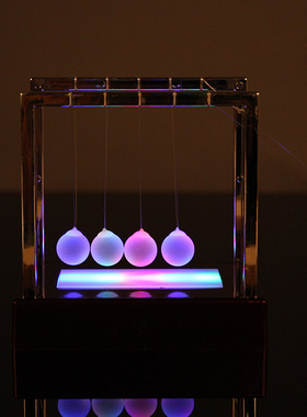 七彩发光牛顿撞球力传递摆球牛顿摆球减压碰珠子创意桌面装饰摆件