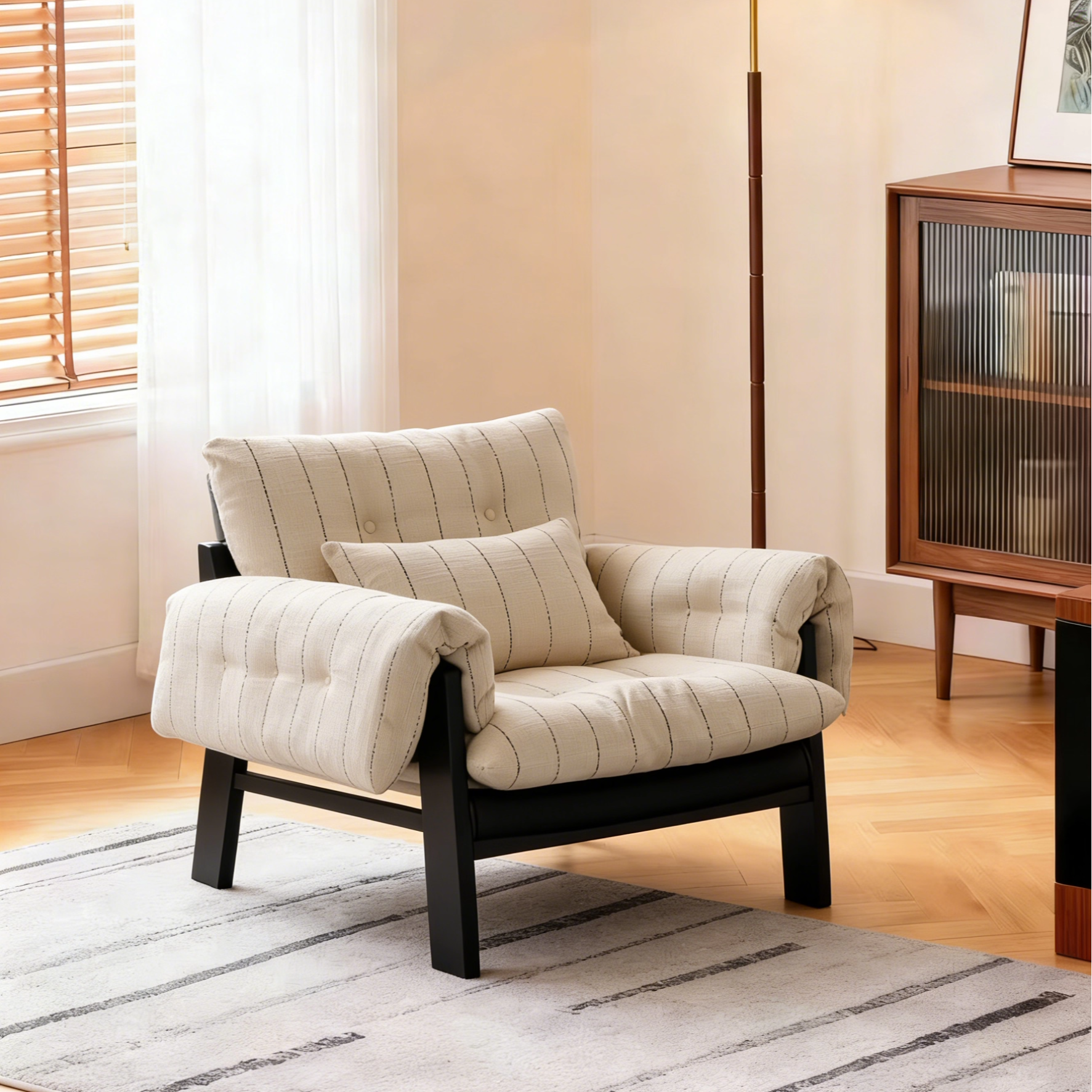 法式复古单人沙发椅中古风客厅卧室休闲空间慵懒休闲椅