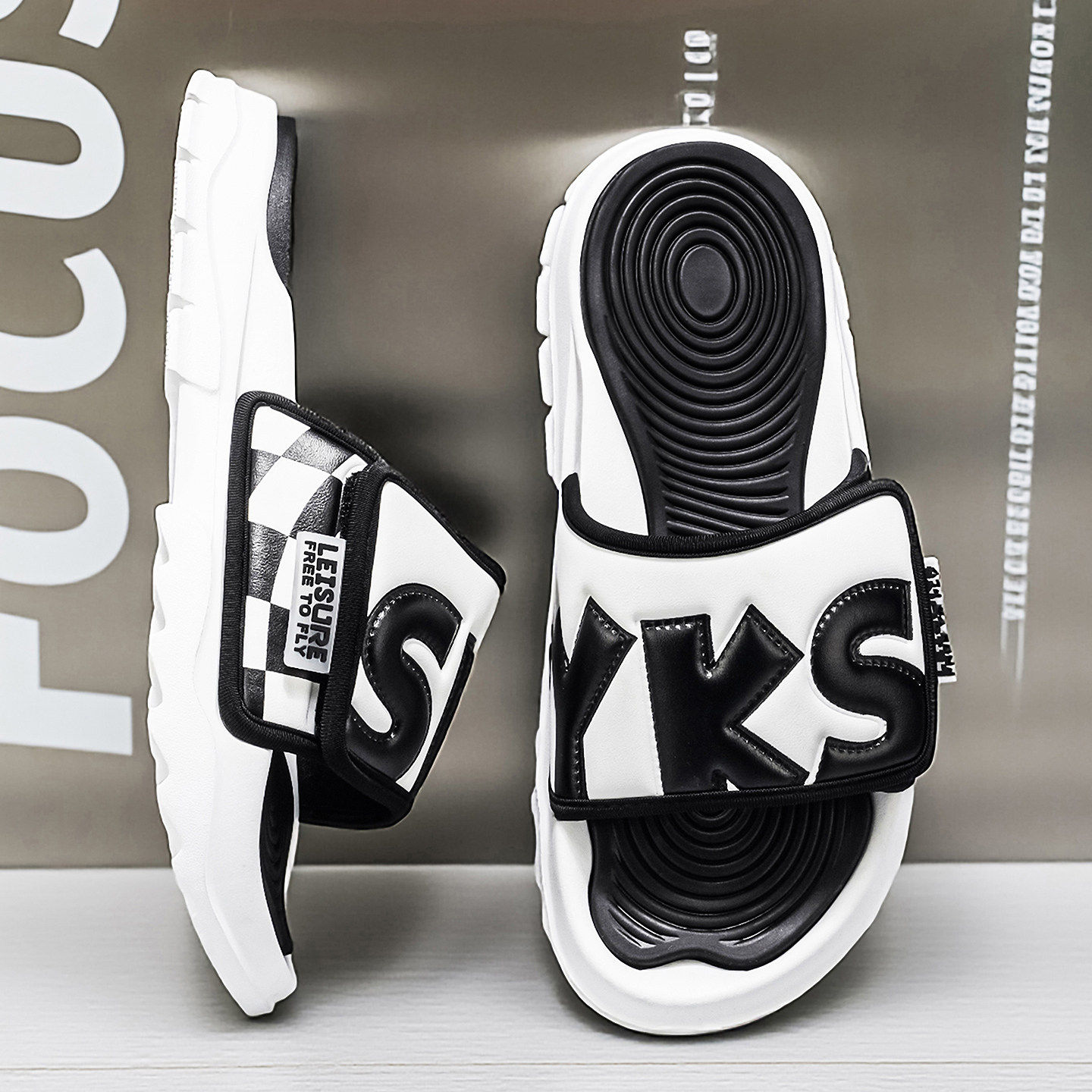 合成鞋业潮牌拖鞋男2026新款夏季外穿高级感运动防滑防臭外出软底