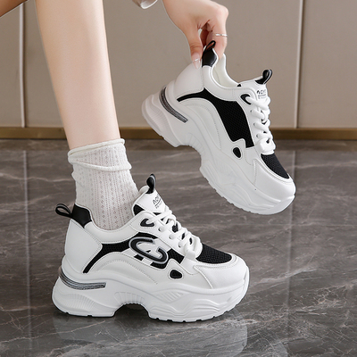厚底老爹鞋女2025新款网面内增高8厘米透气时尚轻便运动休闲1115u