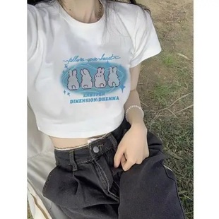 甜美风减龄百搭 奥特莱斯品牌专柜正肩短款 短袖 t恤女2025夏季 新款