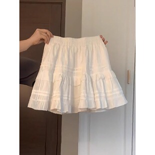 奥特莱斯品牌专柜芭蕾风白色蛋糕裙a字半身裙子女装 夏季 2025新款