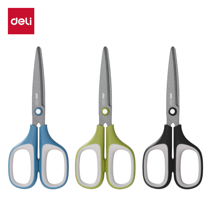 得力6055特氟龙剪刀 防粘材质不锈钢剪纸手工剪子办公用品170mm