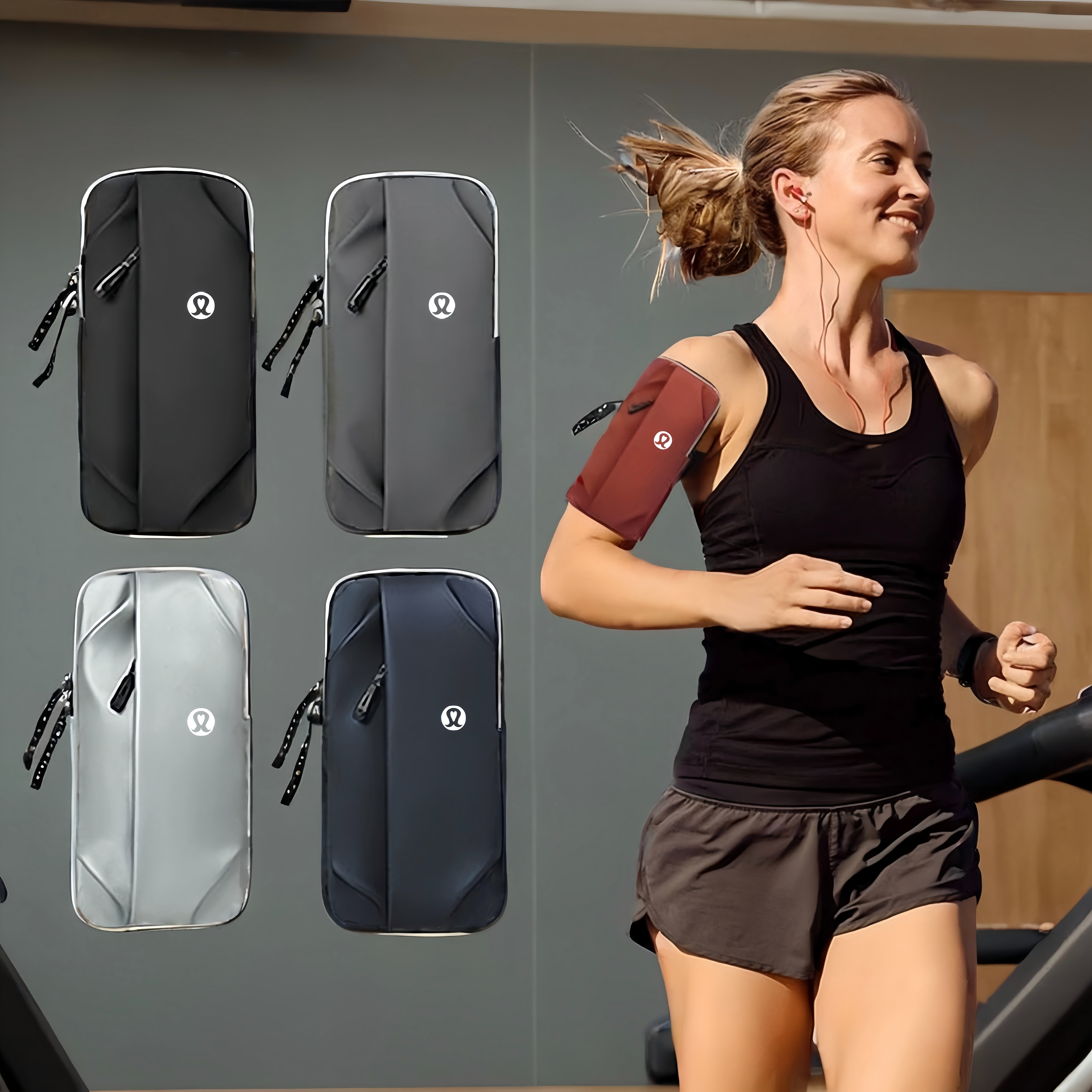 lulu露露跑步手机臂包男女户外防水手腕包健身斜挎运动手机臂套