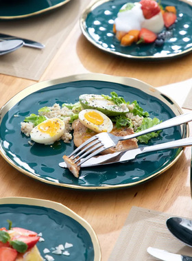 外贸6金边餐家用r碗杯装境逊出口1pcs陶瓷具创意dinne盘套跨亚马