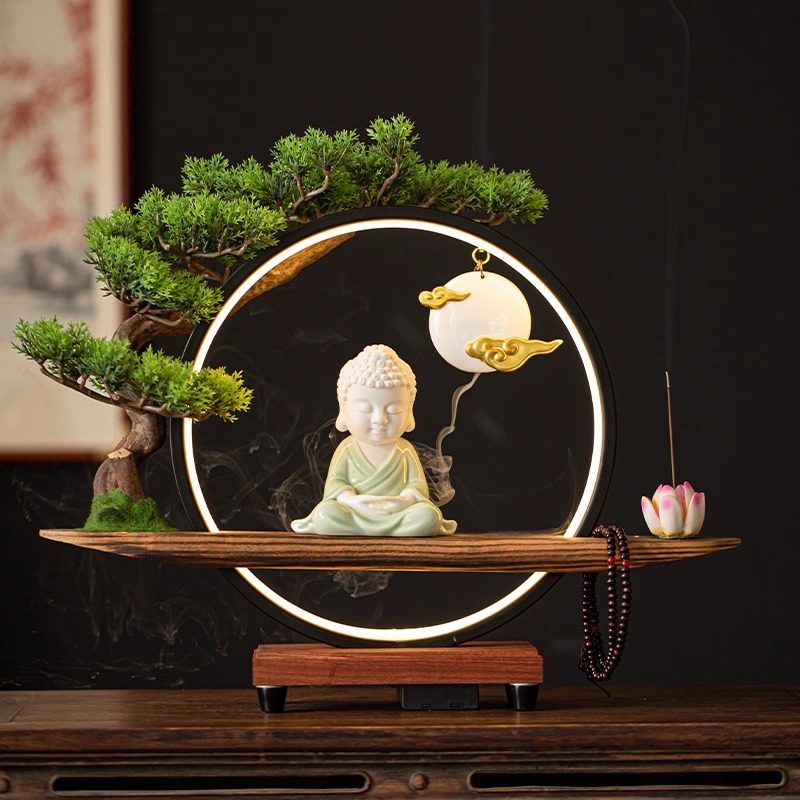 新禅意小如来陶瓷客厅玄关家居灯圈办公室内桌面倒流香香薰炉摆件,家居饰品,桌面摆件,淘宝优惠券,粉丝福利购,淘宝优惠卷