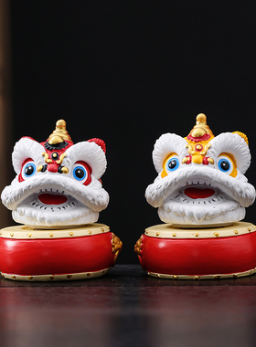 装饰品摆件客厅招财轻奢伴手礼国潮醒狮舞狮可爱吉祥物办公室玄关