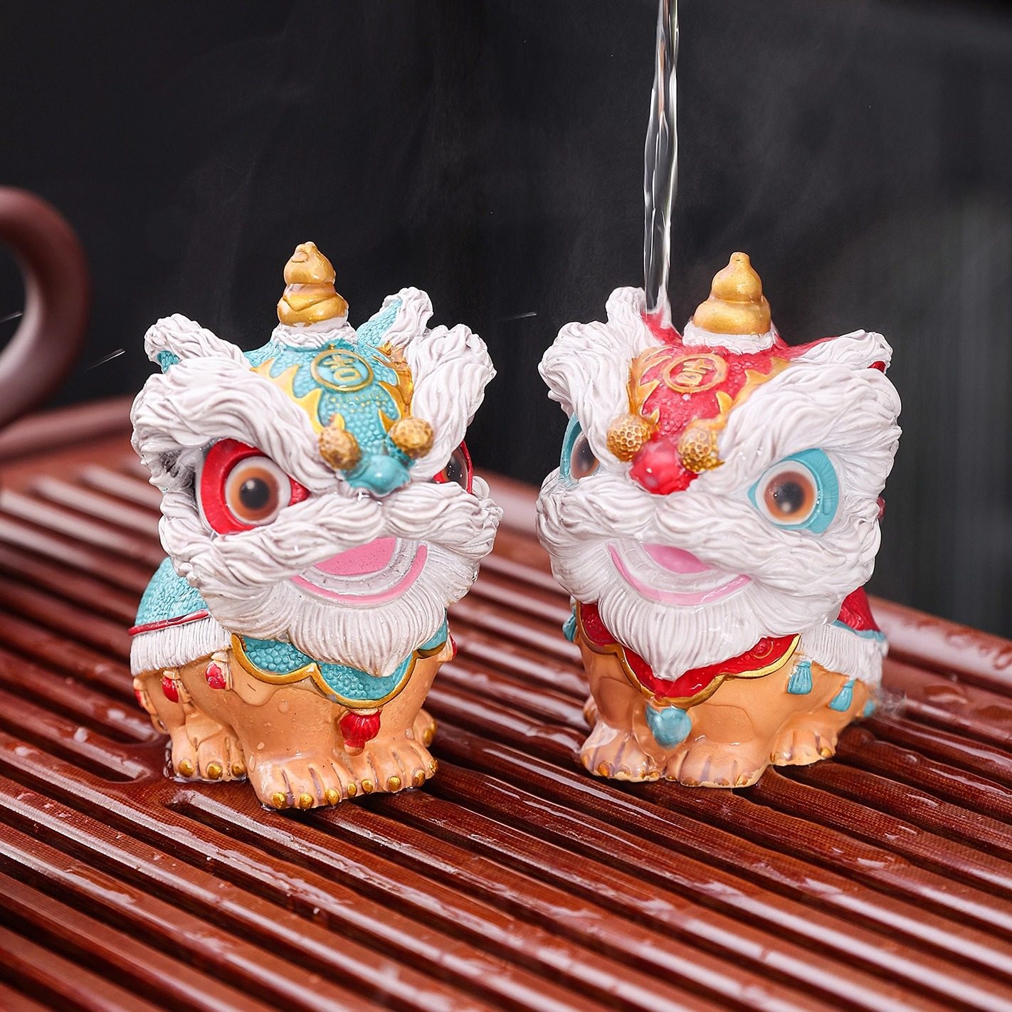 变色茶宠醒狮招财茶桌装饰摆件舞狮新中式茶空间家用茶盘可养茶宠