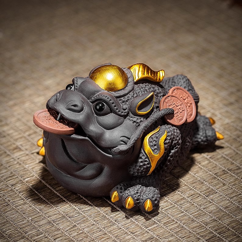 办公室桌面紫砂茶宠摆件可养金蟾茶具茶玩茶桌纯蟾蜍精品手工茶台