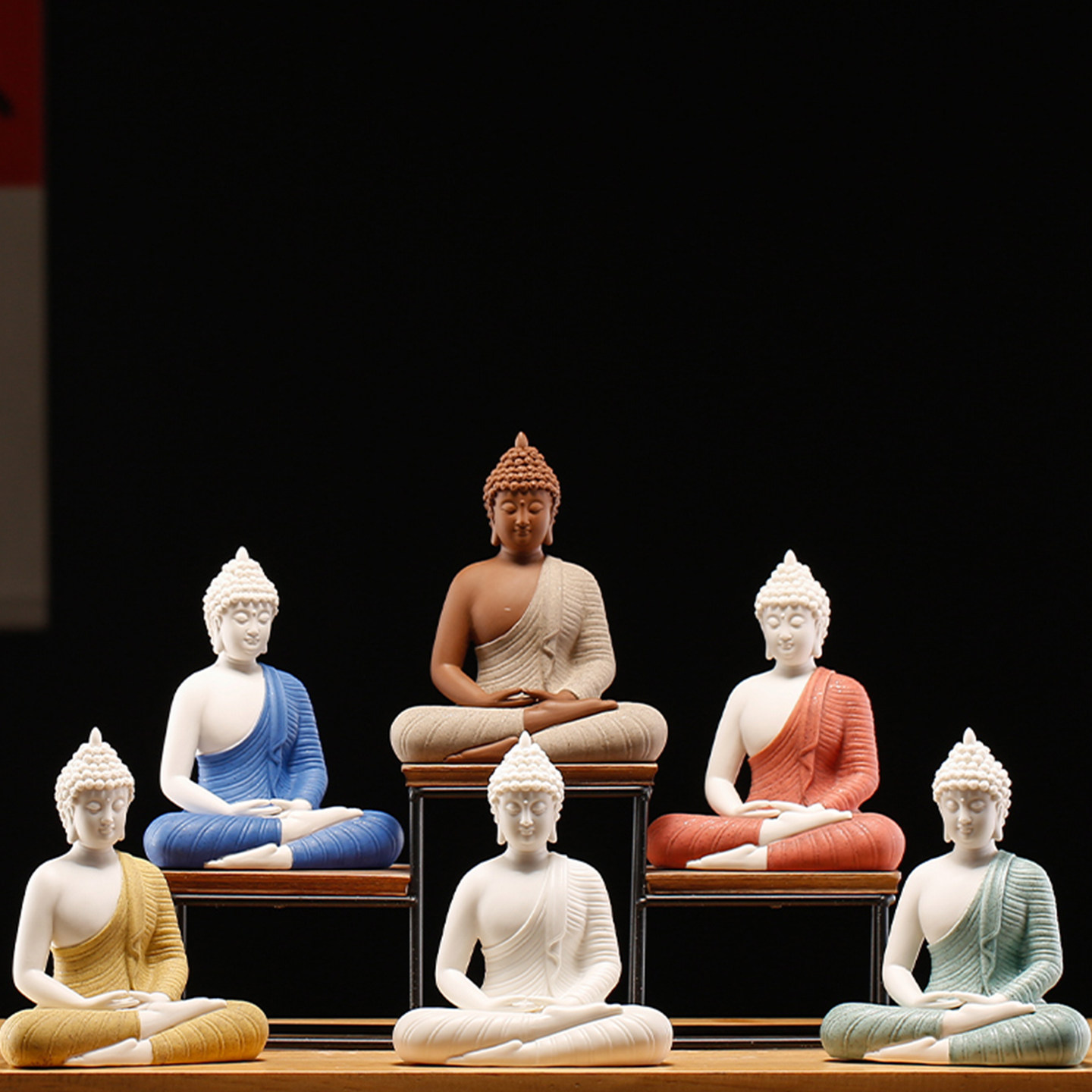 禅意如来佛释迦摩尼像摆件摆件陶瓷佛像阿弥陀佛药师佛三宝佛坐像
