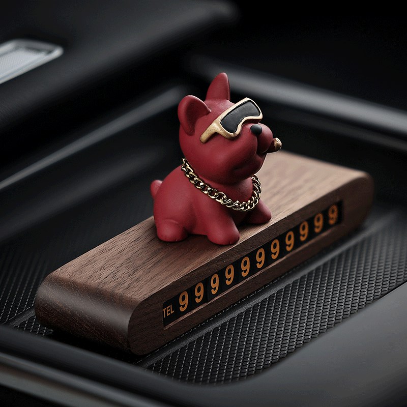 土豪法斗狗汽车临时停车电话号码牌车载装饰用品车用挪车牌移车卡