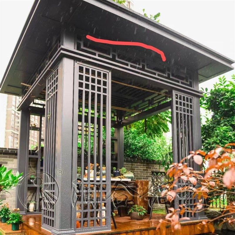 铝合金新中式凉亭 阳光房平顶户外庭院景观园林古建凉亭厂家直销