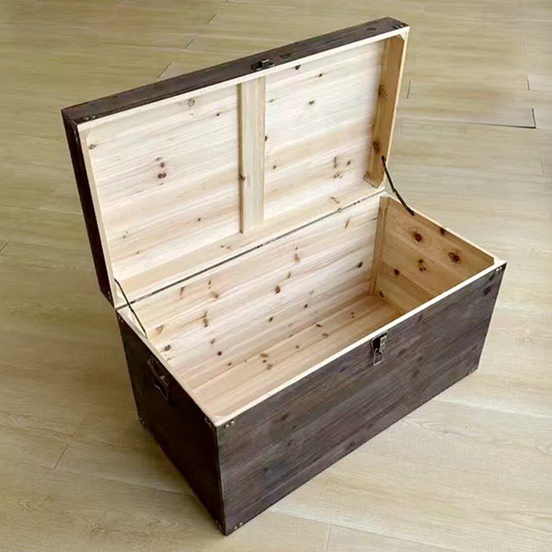 9ZRT复古原木箱带锁实木箱定 制仿古箱子装饰旧木箱号储物箱