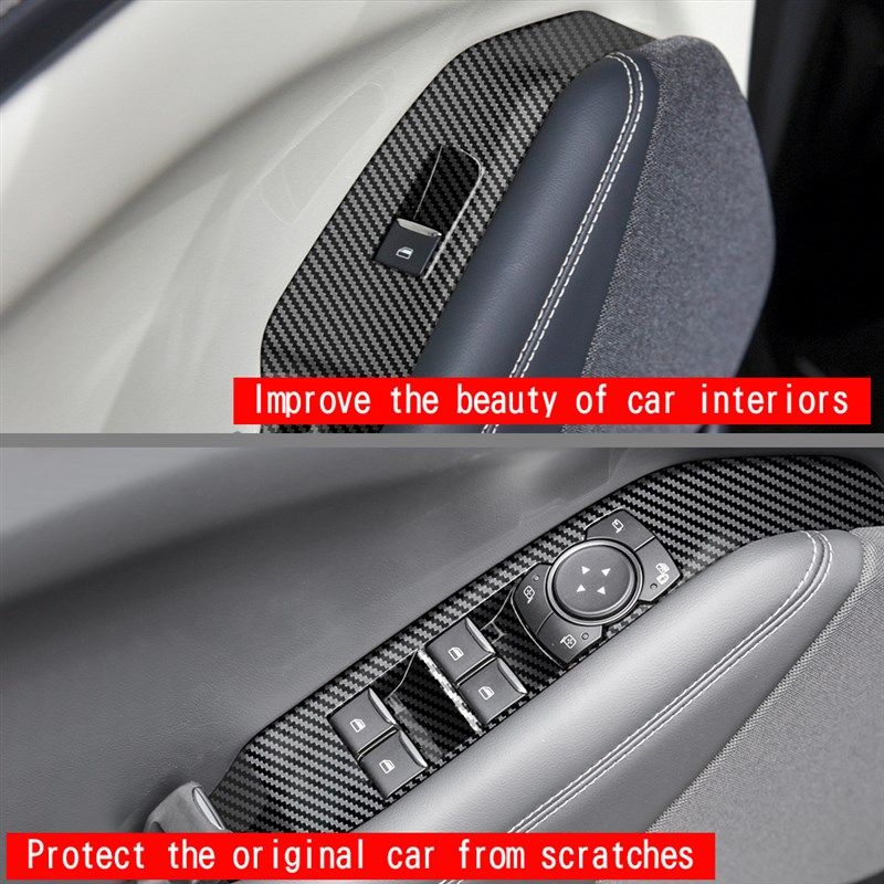 适用于21款福特mach-e玻璃升降面板碳纤纹内扶手扣手改装饰用品