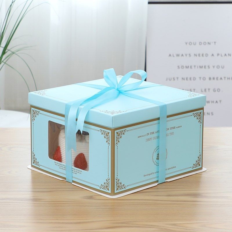 6E3X开窗透明6/8/10/12寸生日蛋糕盒子包装盒方形双层加高定 制LO,包装,其它包装袋,淘宝优惠券,粉丝福利购,淘宝优惠卷