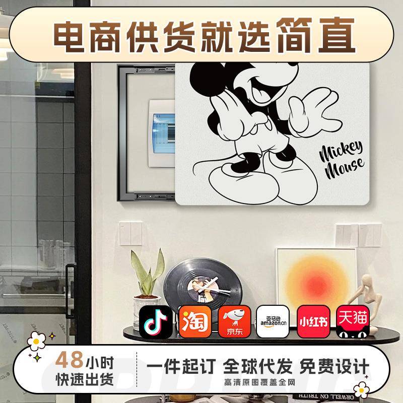 潮流电表箱装饰画北欧简约ins风餐厅挂画大尺寸配电箱画推拉壁画